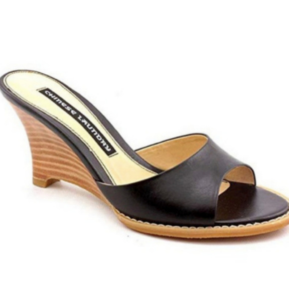 Chinese Laundry Shoes - Chinese Laundry Black Baliza Peep Toe Wedges - 9M